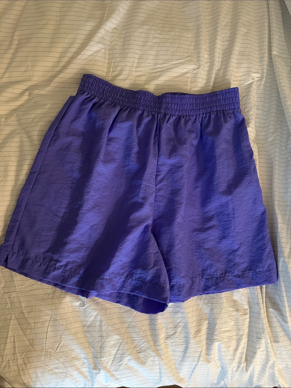 Vintage 80’s/90’s Neon Purple Elastic Waist Nylon Shorts - Large